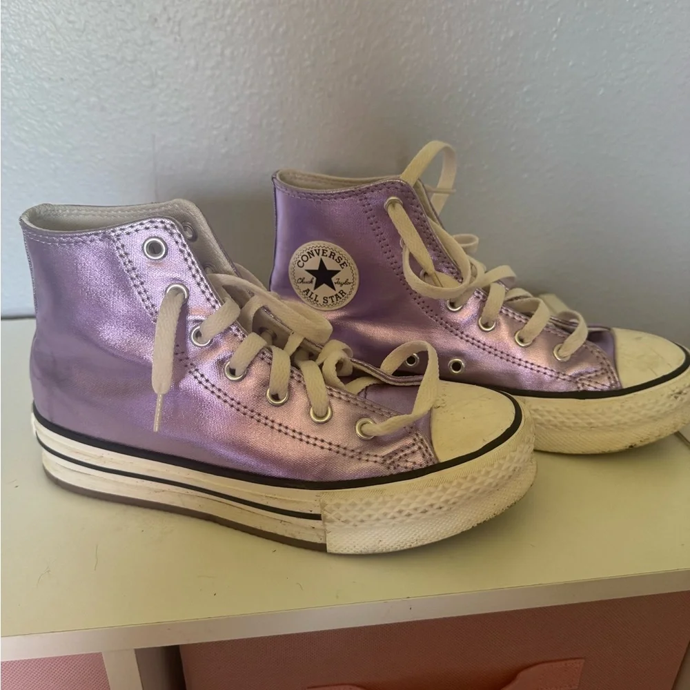 Converse Kids Purple High-Top Sneakers with White Laces